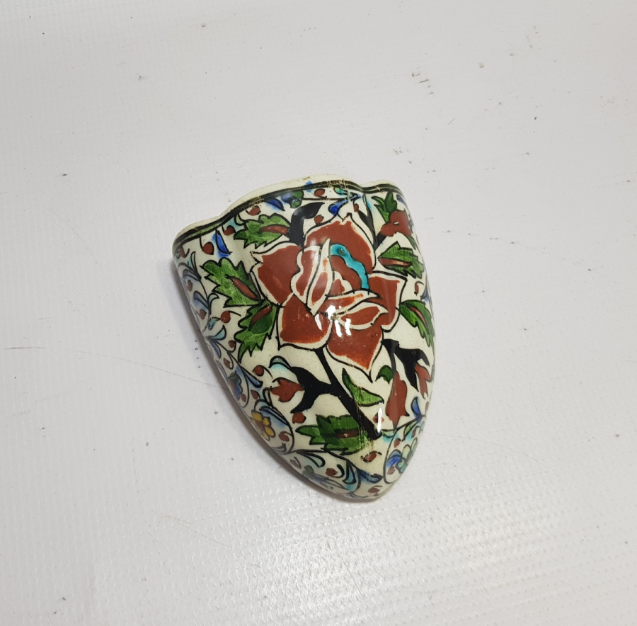 OSMANLI DÖNEMİ KÜTAHYA İŞİ ÇOK NADİR EL BOYAMA MERDİVEN ALTI KARANFİL SAKSISI