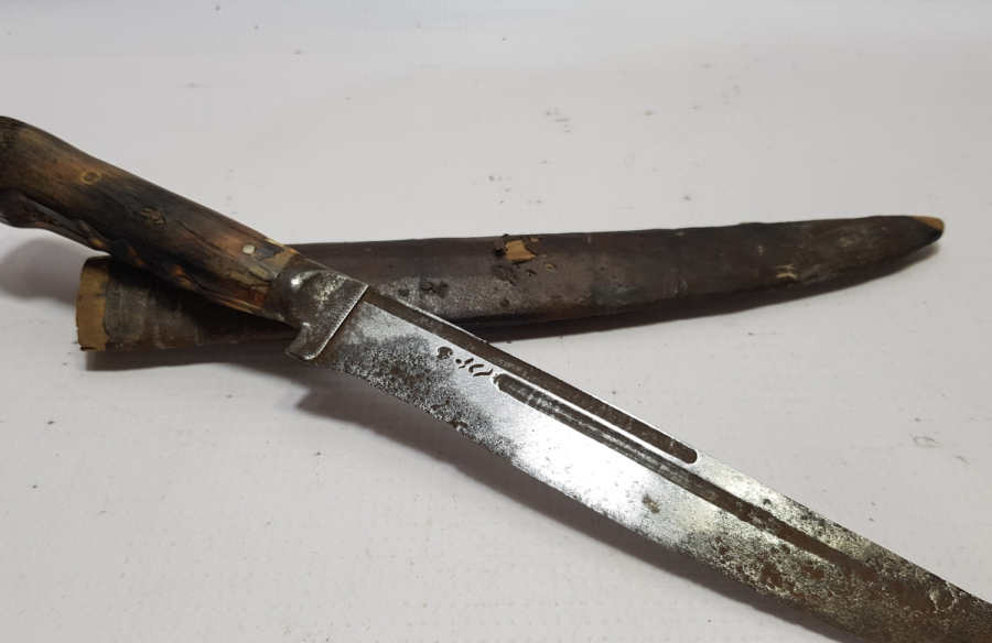 OSMANLI DÖNEMİ NADİR REMZİ USTA DAMGALI ORİJİNAL KININDA BURSA İŞİ NADİR KABADAYI BIÇAĞI