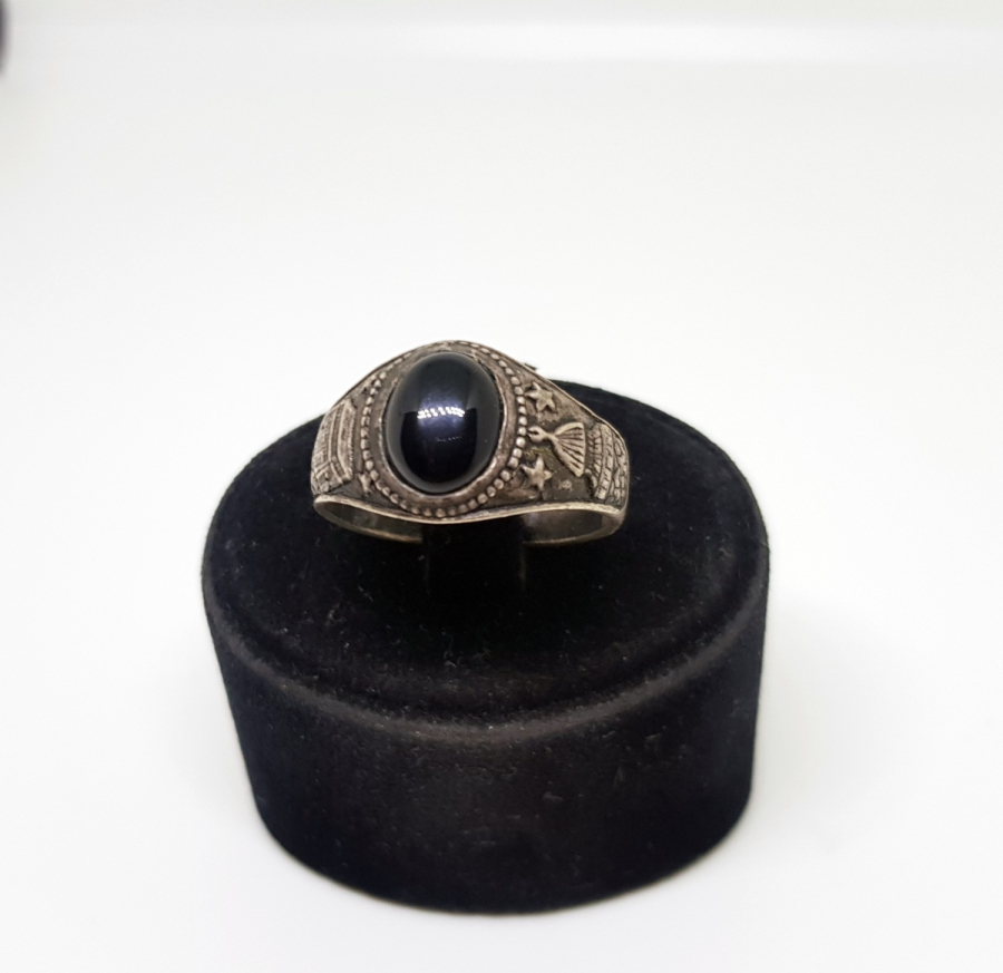 KABE-İ ŞERİF GÖRSELLİ VE AKİK TAŞLI GÜMÜŞ YÜZÜK