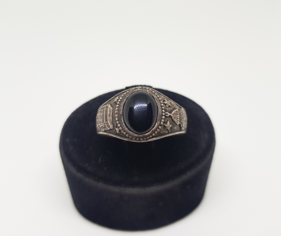 KABE-İ ŞERİF GÖRSELLİ VE AKİK TAŞLI GÜMÜŞ YÜZÜK