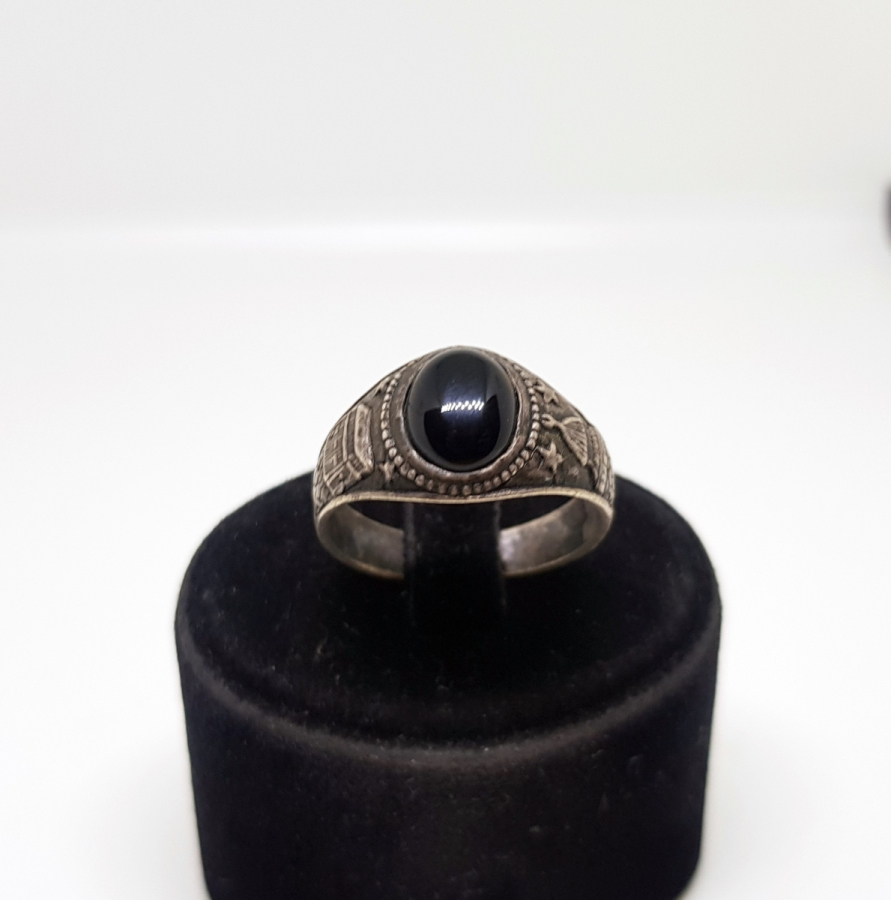 KABE-İ ŞERİF GÖRSELLİ VE AKİK TAŞLI GÜMÜŞ YÜZÜK