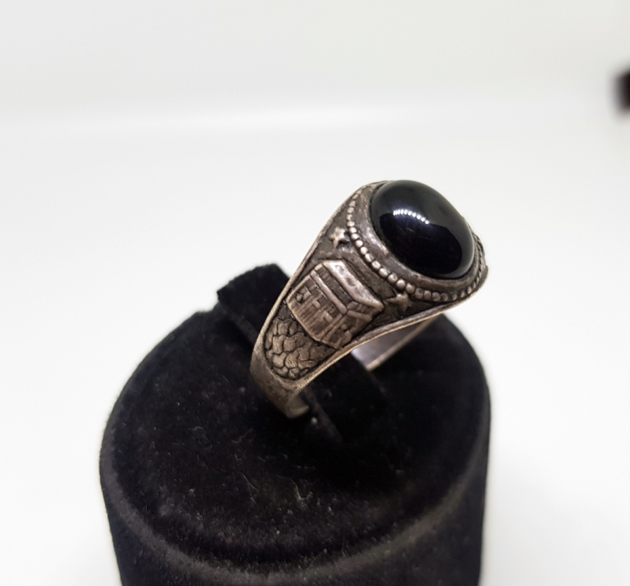 KABE-İ ŞERİF GÖRSELLİ VE AKİK TAŞLI GÜMÜŞ YÜZÜK