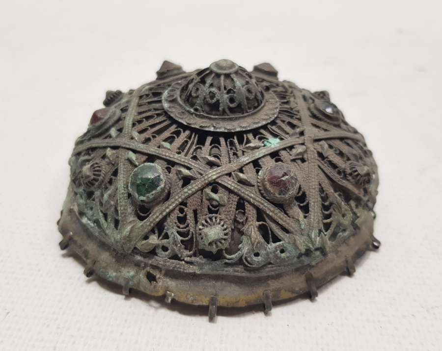 ÜZERİ MÜHRÜ SÜLEYMANLI OSMANLI DÖNEMİ TELKARİ İŞÇİLİKLİ GÜMÜŞ TEPELİK