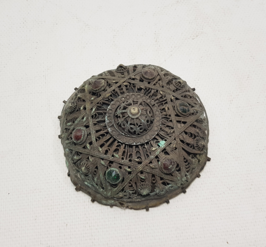 ÜZERİ MÜHRÜ SÜLEYMANLI OSMANLI DÖNEMİ TELKARİ İŞÇİLİKLİ GÜMÜŞ TEPELİK