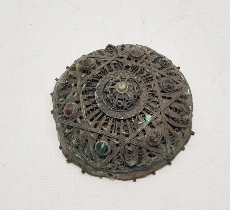 ÜZERİ MÜHRÜ SÜLEYMANLI OSMANLI DÖNEMİ TELKARİ İŞÇİLİKLİ GÜMÜŞ TEPELİK