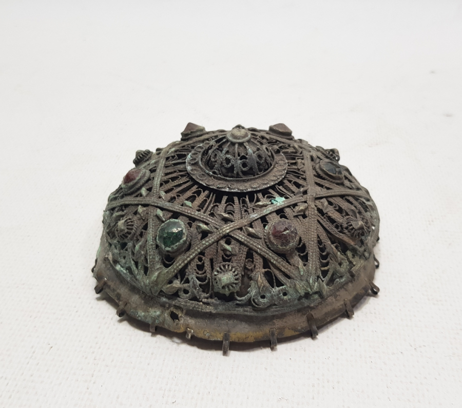 ÜZERİ MÜHRÜ SÜLEYMANLI OSMANLI DÖNEMİ TELKARİ İŞÇİLİKLİ GÜMÜŞ TEPELİK