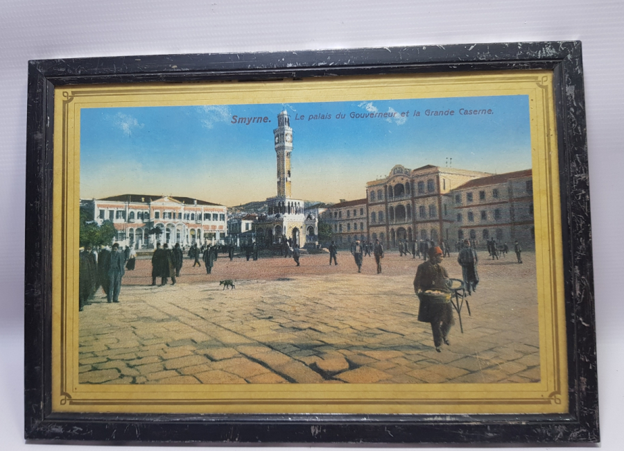 OSMANLI DÖNEMİ İZMİR KONAK SAAT KULESİ GÖRSELLİ BÜYÜK BOY KARTPOSTAL PANO