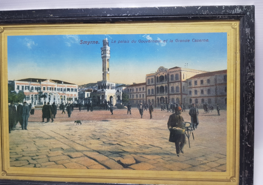 OSMANLI DÖNEMİ İZMİR KONAK SAAT KULESİ GÖRSELLİ BÜYÜK BOY KARTPOSTAL PANO