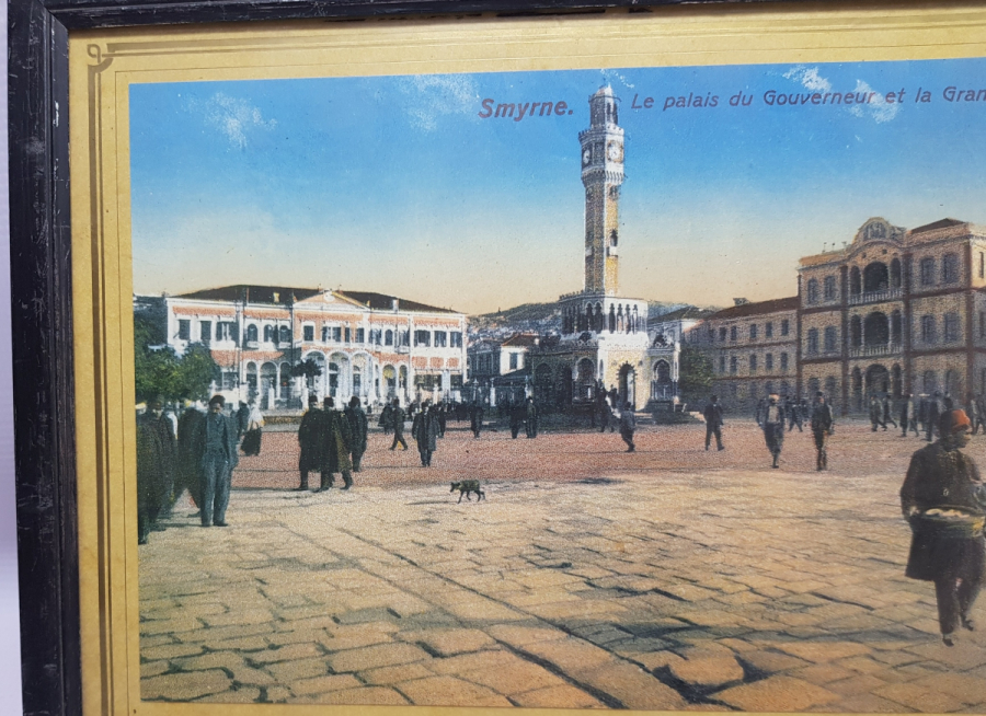 OSMANLI DÖNEMİ İZMİR KONAK SAAT KULESİ GÖRSELLİ BÜYÜK BOY KARTPOSTAL PANO