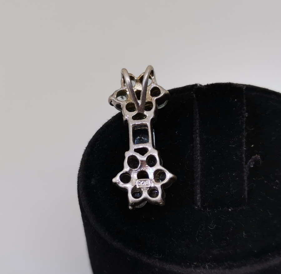 AQUAMARİN TAŞLI GÜMÜŞ KOLYE UCU