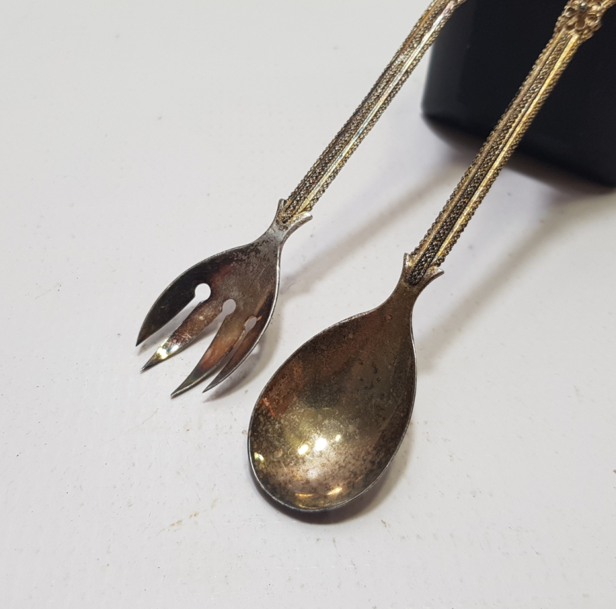 TELKARİ İŞÇİLİKLİ EL YAPIMI GÜMÜŞ TATLI ÇATAL KAŞIĞI