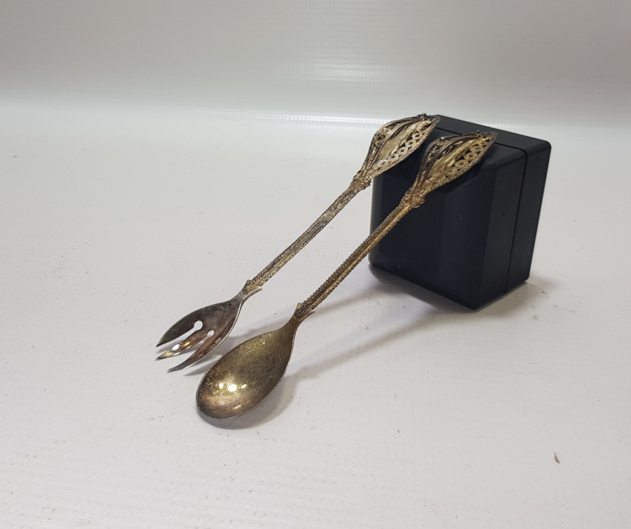 TELKARİ İŞÇİLİKLİ EL YAPIMI GÜMÜŞ TATLI ÇATAL KAŞIĞI