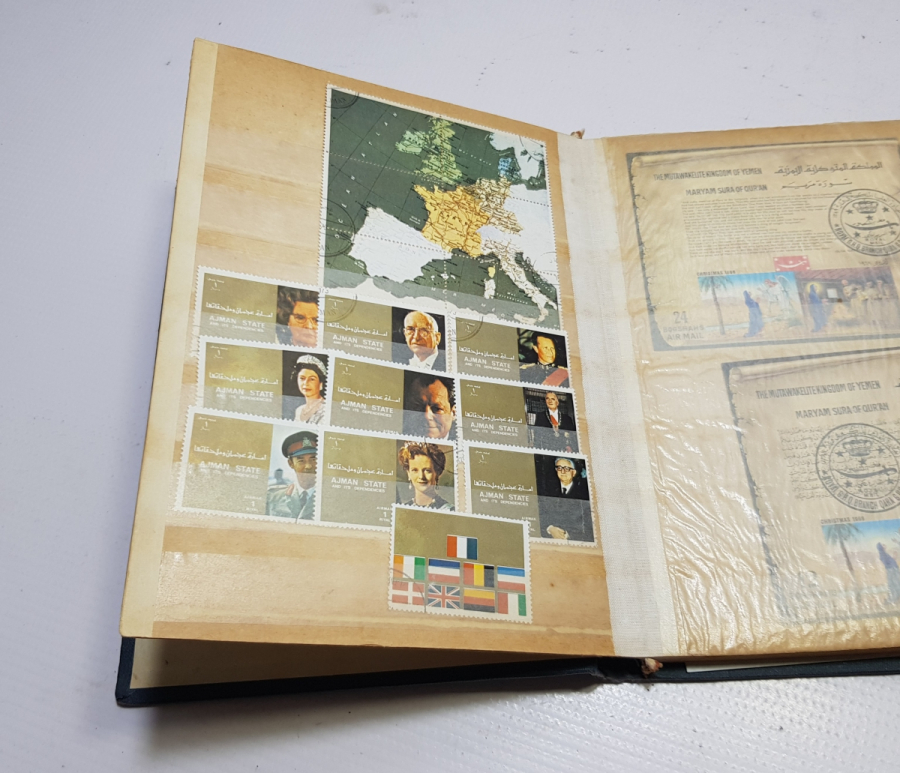 İÇİNDE PULLAR BULUNAN ANTİKA PUL ALBÜMÜ