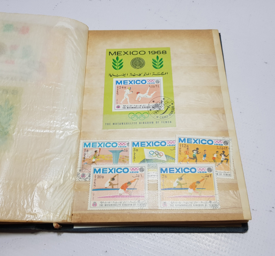 İÇİNDE PULLAR BULUNAN ANTİKA PUL ALBÜMÜ