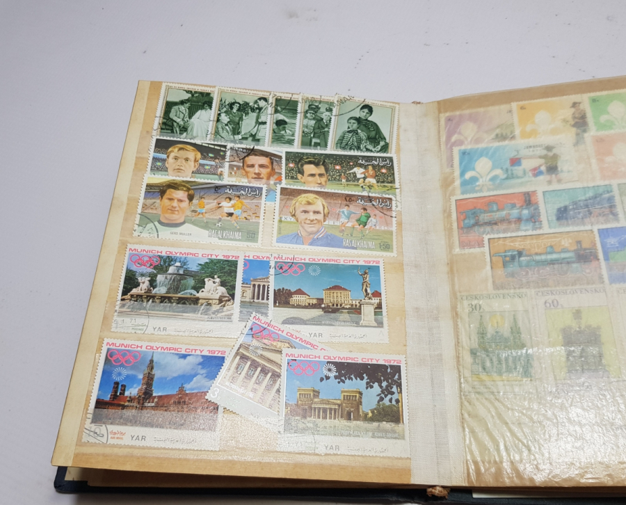 İÇİNDE PULLAR BULUNAN ANTİKA PUL ALBÜMÜ