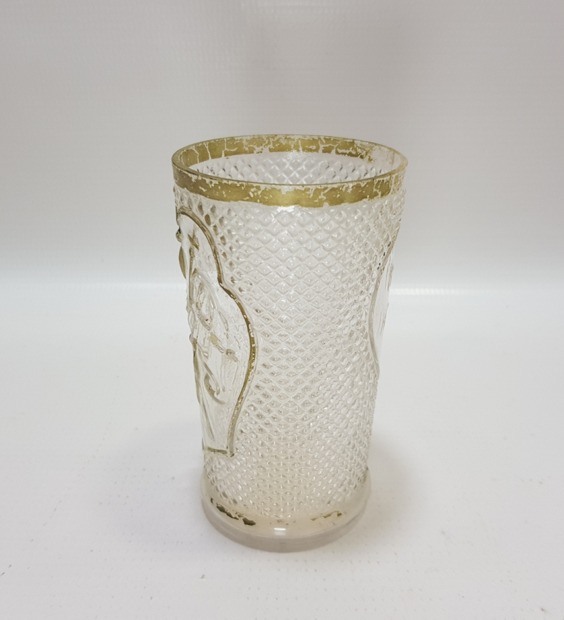 MEŞRUTİYET SANCAĞI FORMUNDA VE RUMCA AFİYET OLSUN EFENDİM YAZILI OSMANLI DÖNEMİ BİLLUR BARDAK