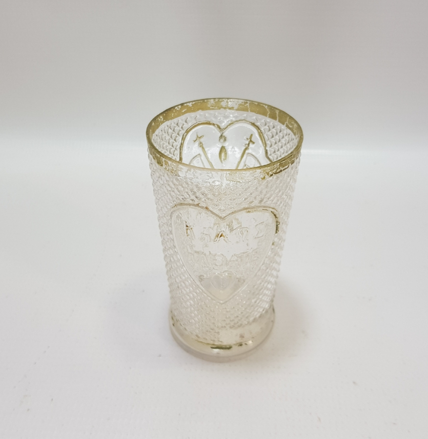 MEŞRUTİYET SANCAĞI FORMUNDA VE RUMCA AFİYET OLSUN EFENDİM YAZILI OSMANLI DÖNEMİ BİLLUR BARDAK