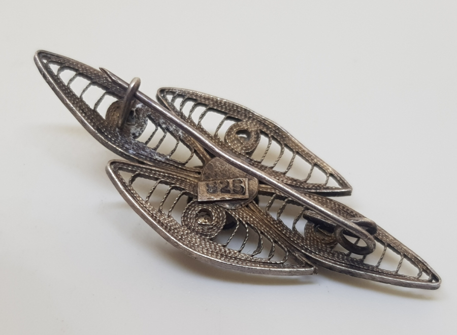 TELKARİ İŞÇİLİKLİ ANTİKA GÜMÜŞ BROŞ