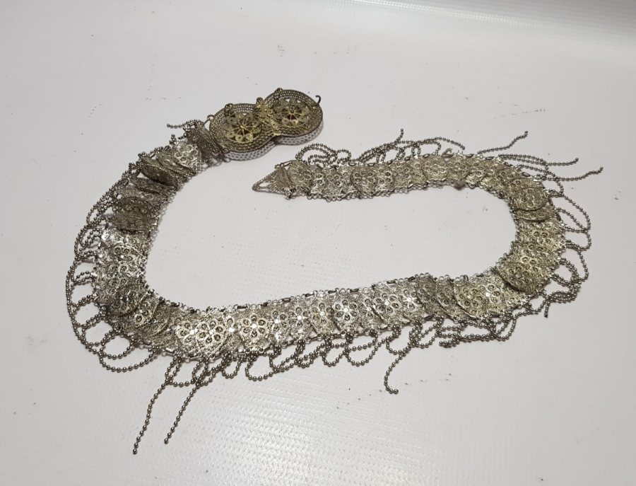 GÜMÜŞ KAPLAMA ANTİKA GELİN KEMERİ