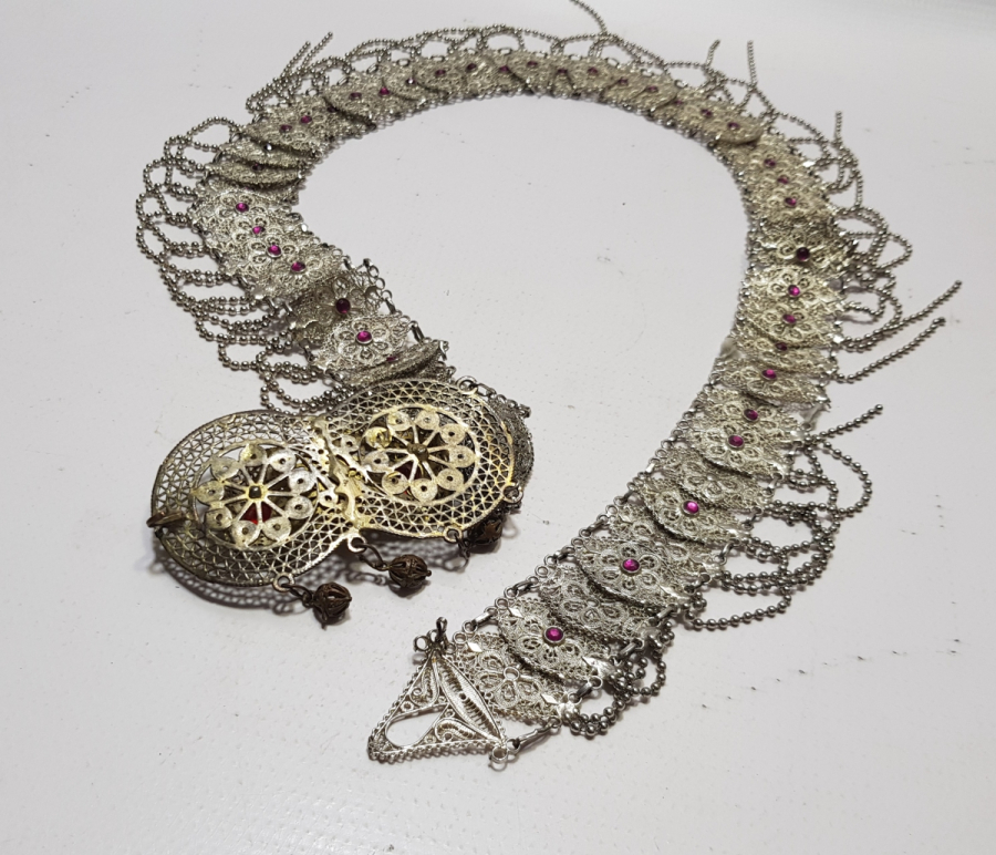 GÜMÜŞ KAPLAMA ANTİKA GELİN KEMERİ