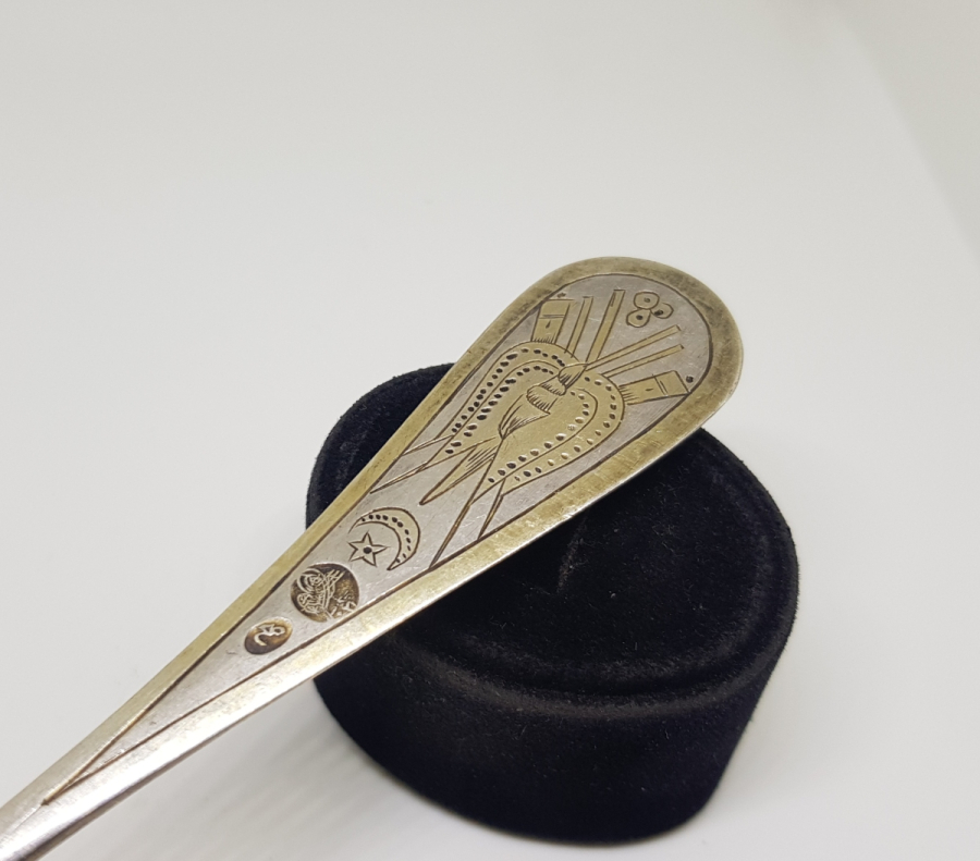 OSMANLI DÖNEMİ TUĞRALI VE MEŞRUTİYET SANCAKLI BÜYÜK BOY GÜMÜŞ KAŞIK