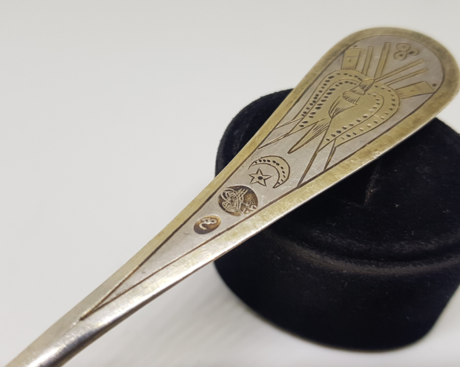 OSMANLI DÖNEMİ TUĞRALI VE MEŞRUTİYET SANCAKLI BÜYÜK BOY GÜMÜŞ KAŞIK