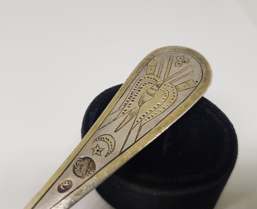 OSMANLI DÖNEMİ TUĞRALI VE MEŞRUTİYET SANCAKLI BÜYÜK BOY GÜMÜŞ KAŞIK