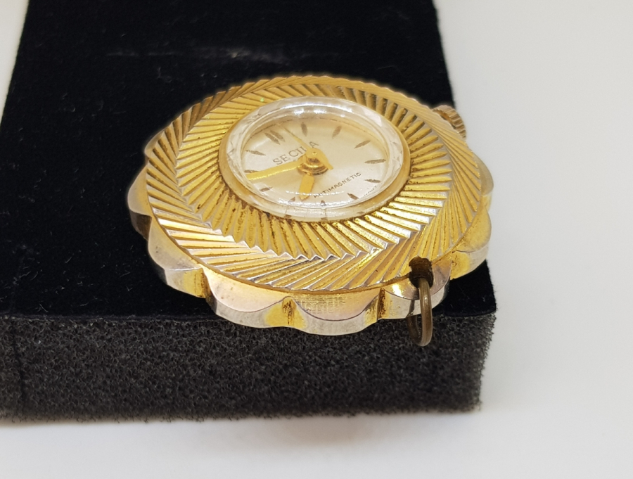 İSVİÇRE YAPIMI ALTIN KAPLAMA KURMALI ANTİKA KOLYE SAAT