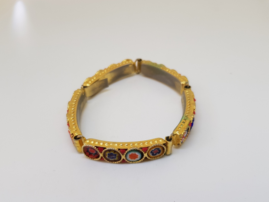 ÖZEL YAPIM MİKRO MOZAİK FORMLU ALTIN KAPLAMA BİLEKLİK