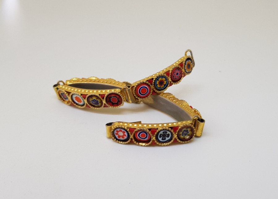 ÖZEL YAPIM MİKRO MOZAİK FORMLU ALTIN KAPLAMA BİLEKLİK