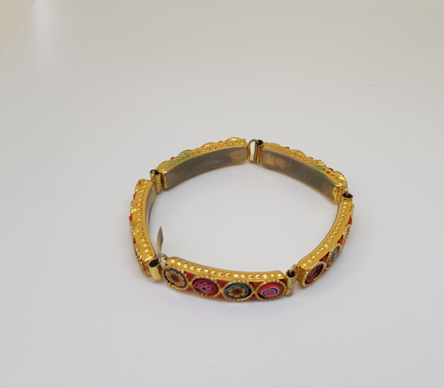 ÖZEL YAPIM MİKRO MOZAİK FORMLU ALTIN KAPLAMA BİLEKLİK