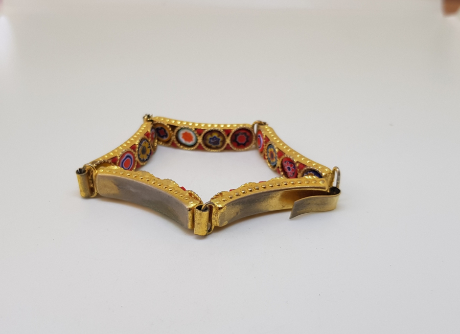 ÖZEL YAPIM MİKRO MOZAİK FORMLU ALTIN KAPLAMA BİLEKLİK