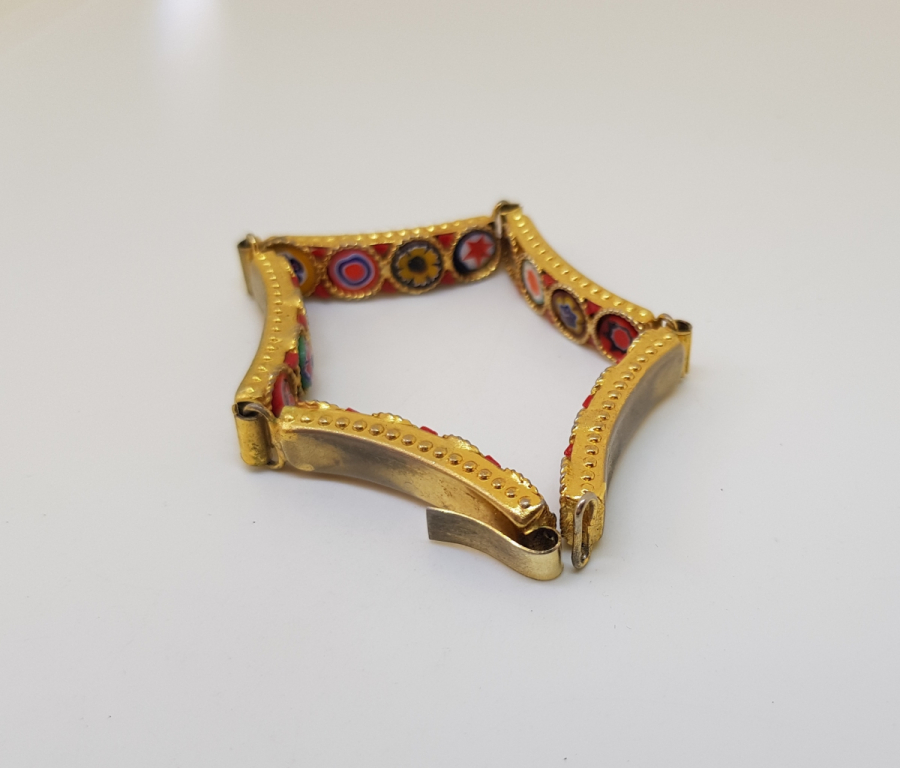 ÖZEL YAPIM MİKRO MOZAİK FORMLU ALTIN KAPLAMA BİLEKLİK