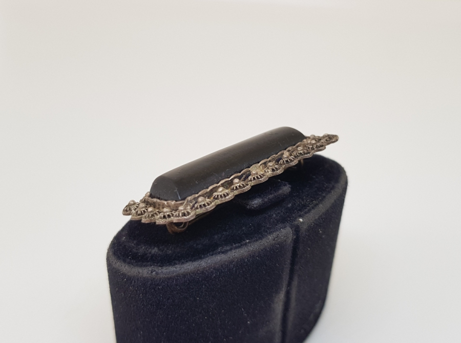 OLTU TAŞLI ÖZEL YAPIM GÜMÜŞ BROŞ