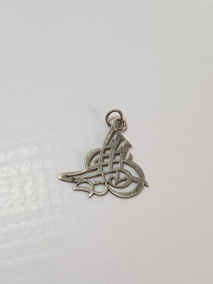 OSMANLI DÖNEMİ TUĞRA FORMLU GÜMÜŞ KOLYE UCU