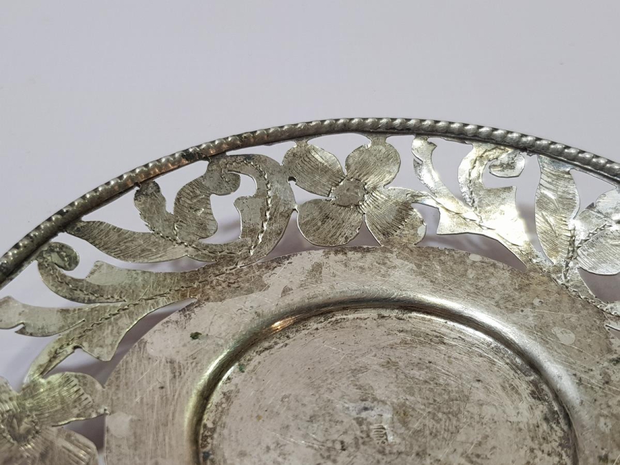 ANTİKA KIL TESTERE İŞÇİLİKLİ GÜMÜŞ ÇAY TABAĞI