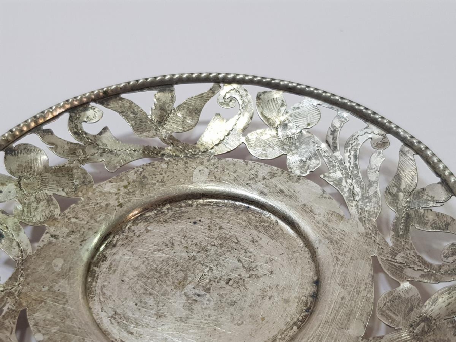 ANTİKA KIL TESTERE İŞÇİLİKLİ GÜMÜŞ ÇAY TABAĞI