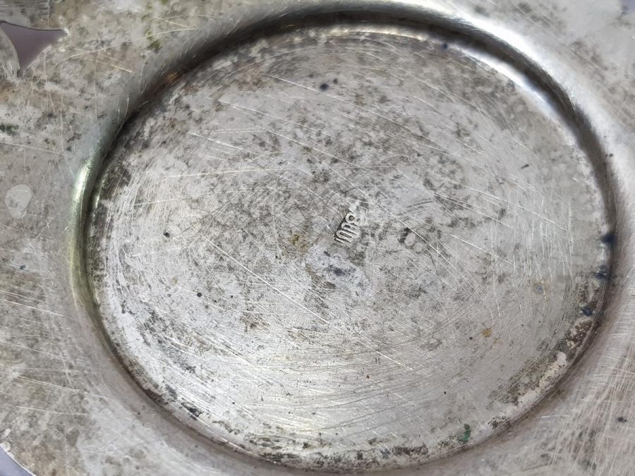 ANTİKA KIL TESTERE İŞÇİLİKLİ GÜMÜŞ ÇAY TABAĞI