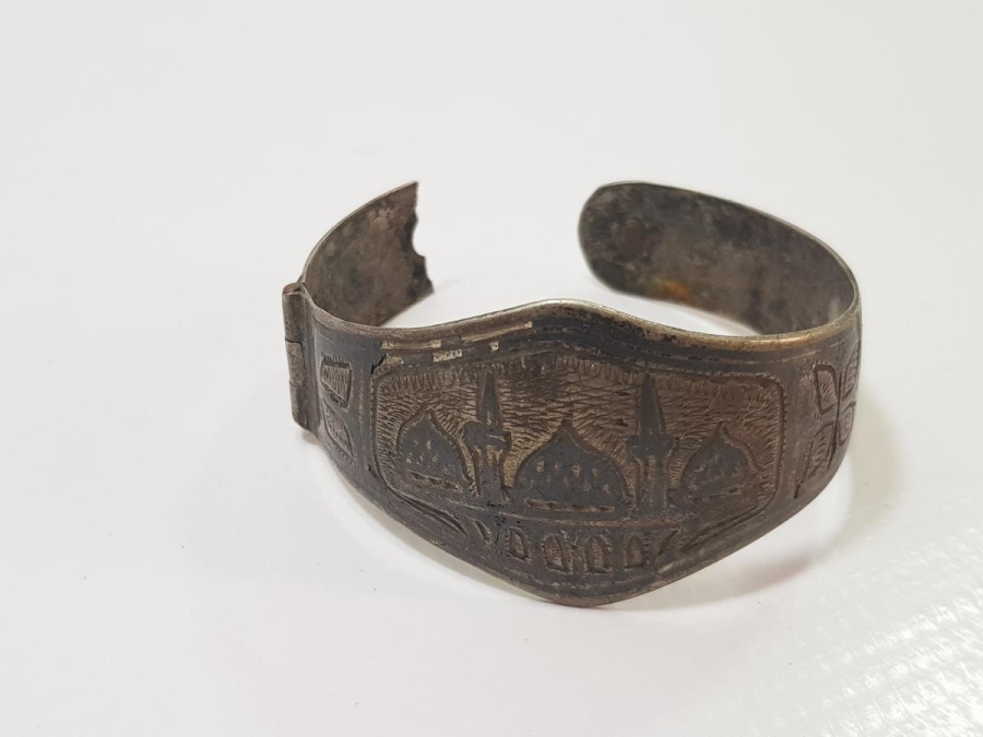 OSMANLI DÖNEMİ SAVATLI CAMİ RESİMLİ GÜMÜŞ BİLEZİK