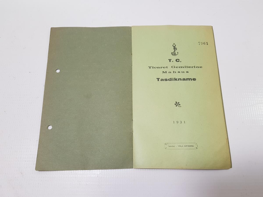 1931 TARİHLİ TİCARET GEMİSİ RUHSATNAMESİ
