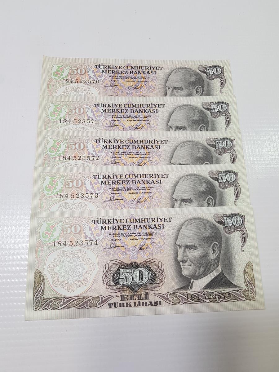 6. EMİSYON 50 LİRA KAĞIT PARA LOTU