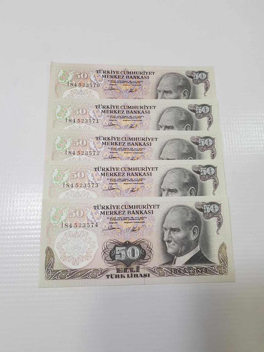 6. EMİSYON 50 LİRA KAĞIT PARA LOTU