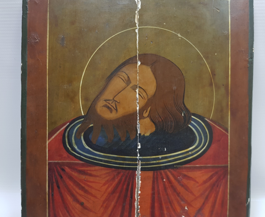 OSMANLI DÖNEMİ RUM İŞİ ÇOK FARKLI FORMDA EL BOYAMA İKONA