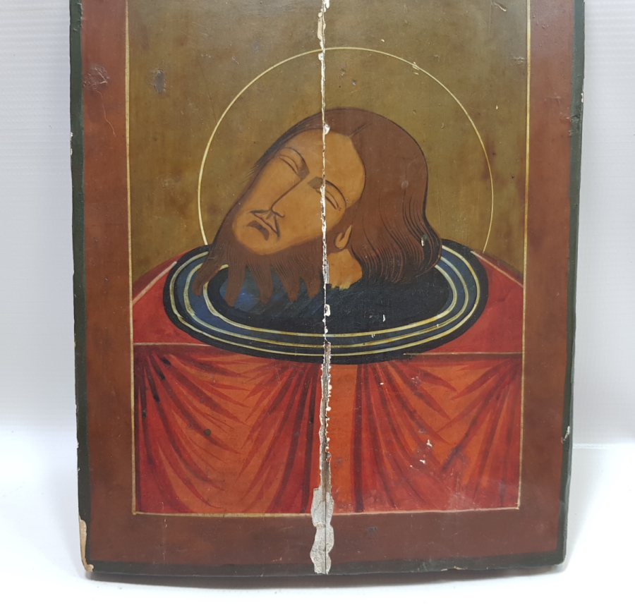 OSMANLI DÖNEMİ RUM İŞİ ÇOK FARKLI FORMDA EL BOYAMA İKONA