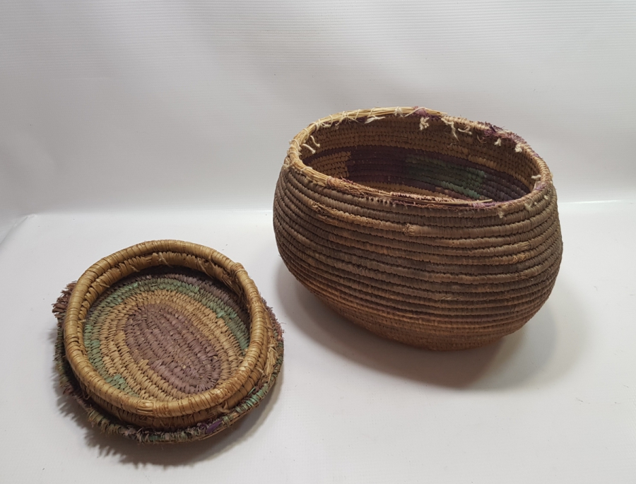 OSMANLI DÖNEMİ HURMA YAPRAĞINDAN YAPILMIŞ HİCAZ İŞİ NADİR KAPAKLI HURMA ZEMBİLİ