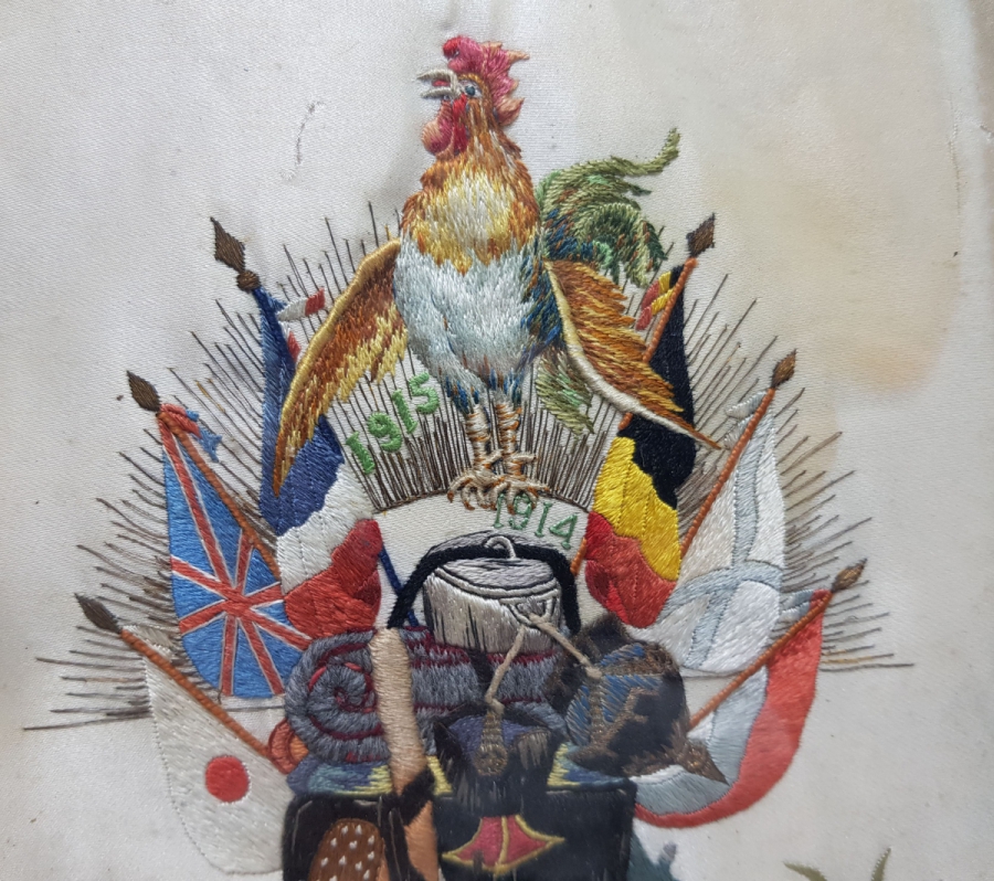 1. DÜNYA SAVAŞI İTTİFAK BAYRAKLI İPEK PANO