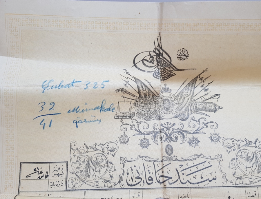 OSMANLI DEVLET ARMALI VE TUĞRALI BÜYÜK BOY TAPU SENEDİ