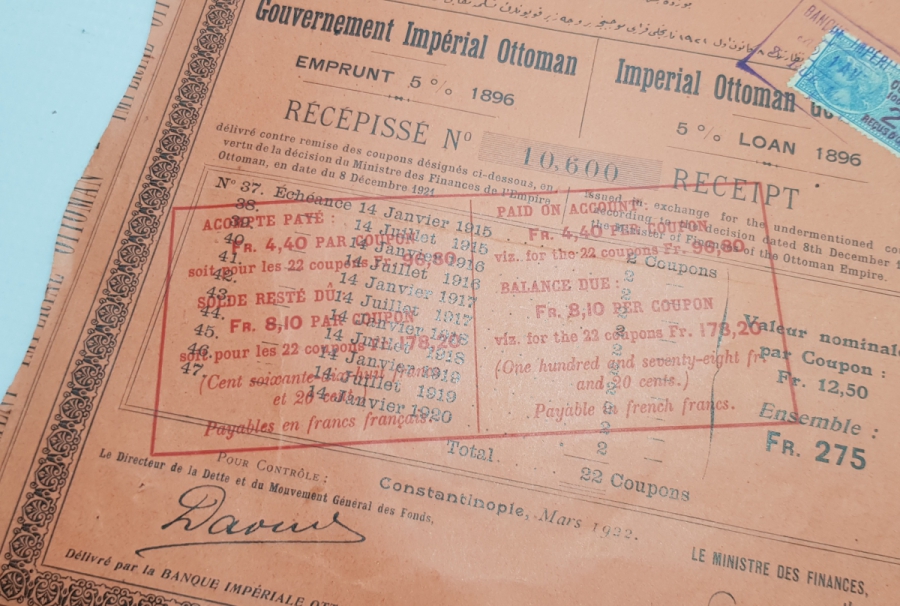 ÇOK NADİR FARKLI FORMDA OSMANLI DEVLETİ BORÇLANMA HİSSE SENEDİ