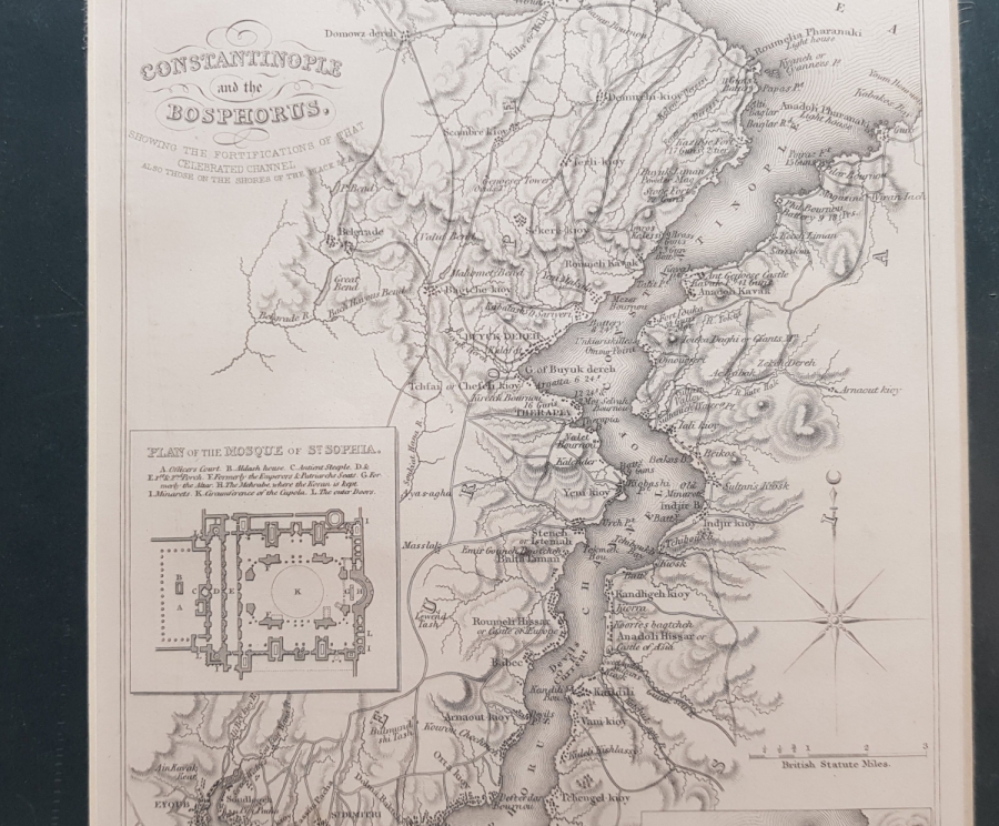 CONSTANTINOPLE BOSPHORUS HARİTA GRAVÜR