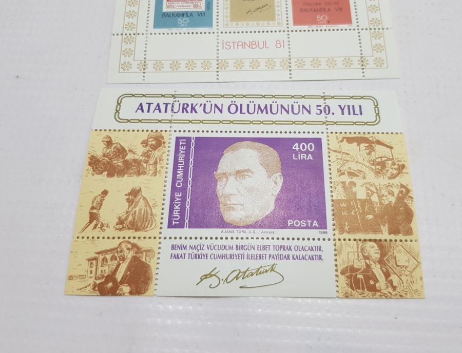 ATATÜRK'ÜN DOĞUMU VE ÖLÜMÜYLE İLGİLİ NADİR BLOK PULLAR